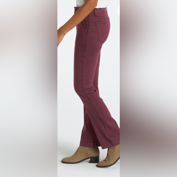 Women's Burgundy Pants - Stacy Utility Boot Cut High-rise Jeans - Picture 3 of 4